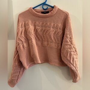 Cozy Pink Cable Knit Sweater juniors M Chunky Derek Heart